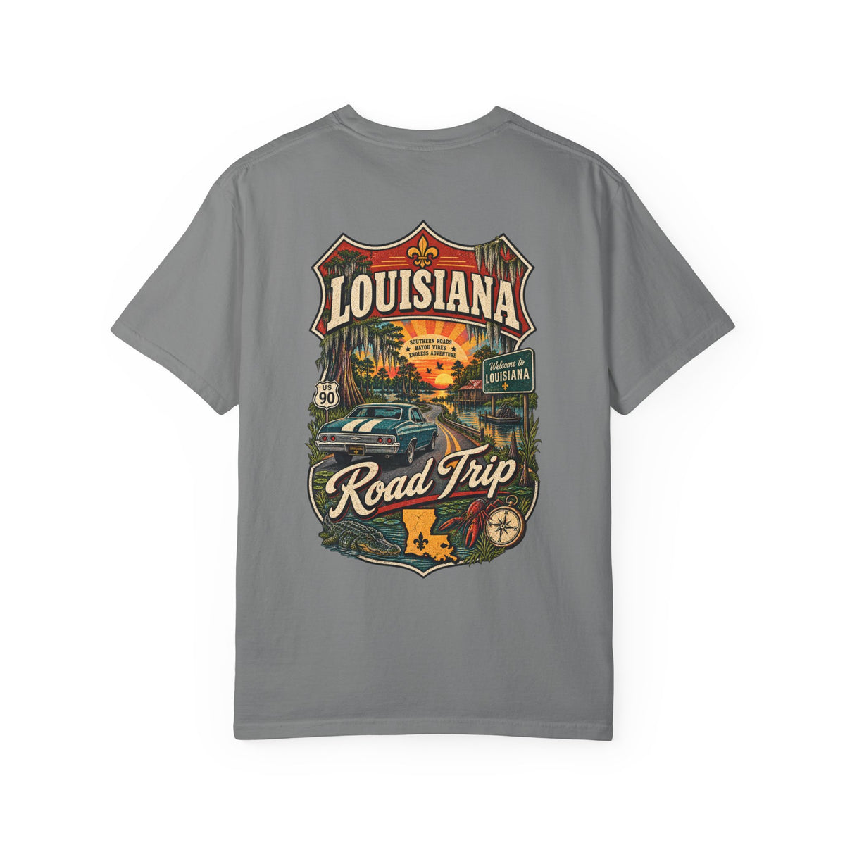 Louisiana Road Trip Unisex Comfort Color 1717 Streetwear Graphic Tee
