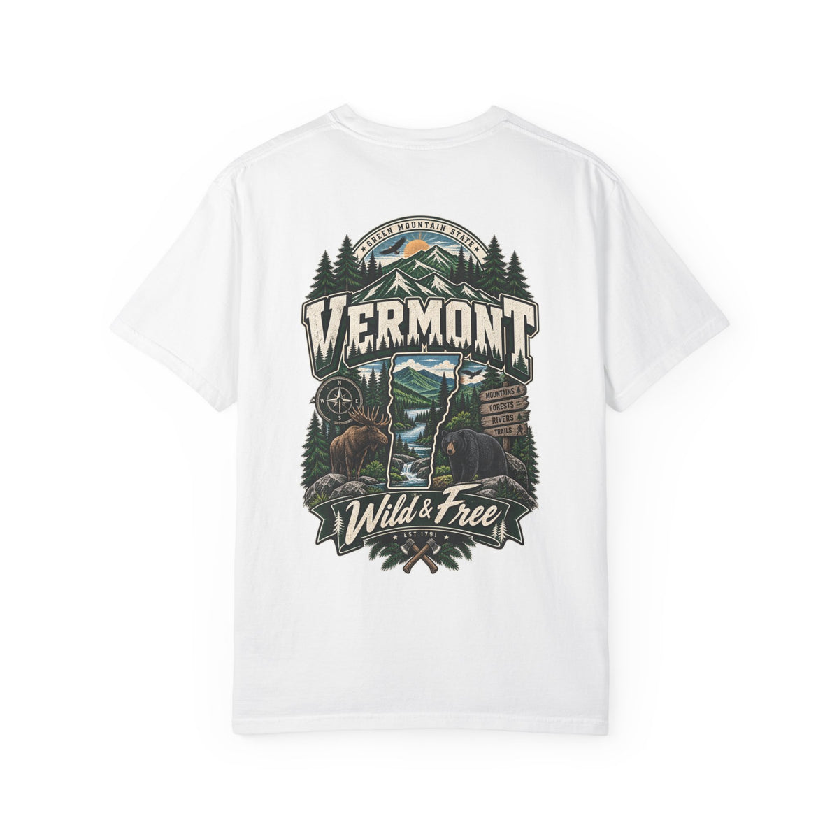 Vermont Wild & Free Unisex Comfort Color 1717 Streetwear Graphic Tee