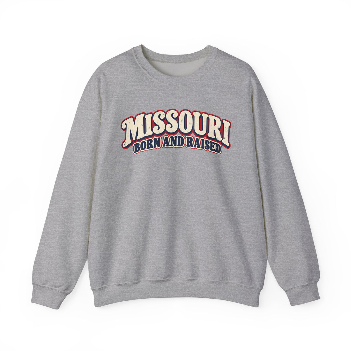 Missouri Born and Raised Retro 1970s Unisex Sweatshirt Graphic