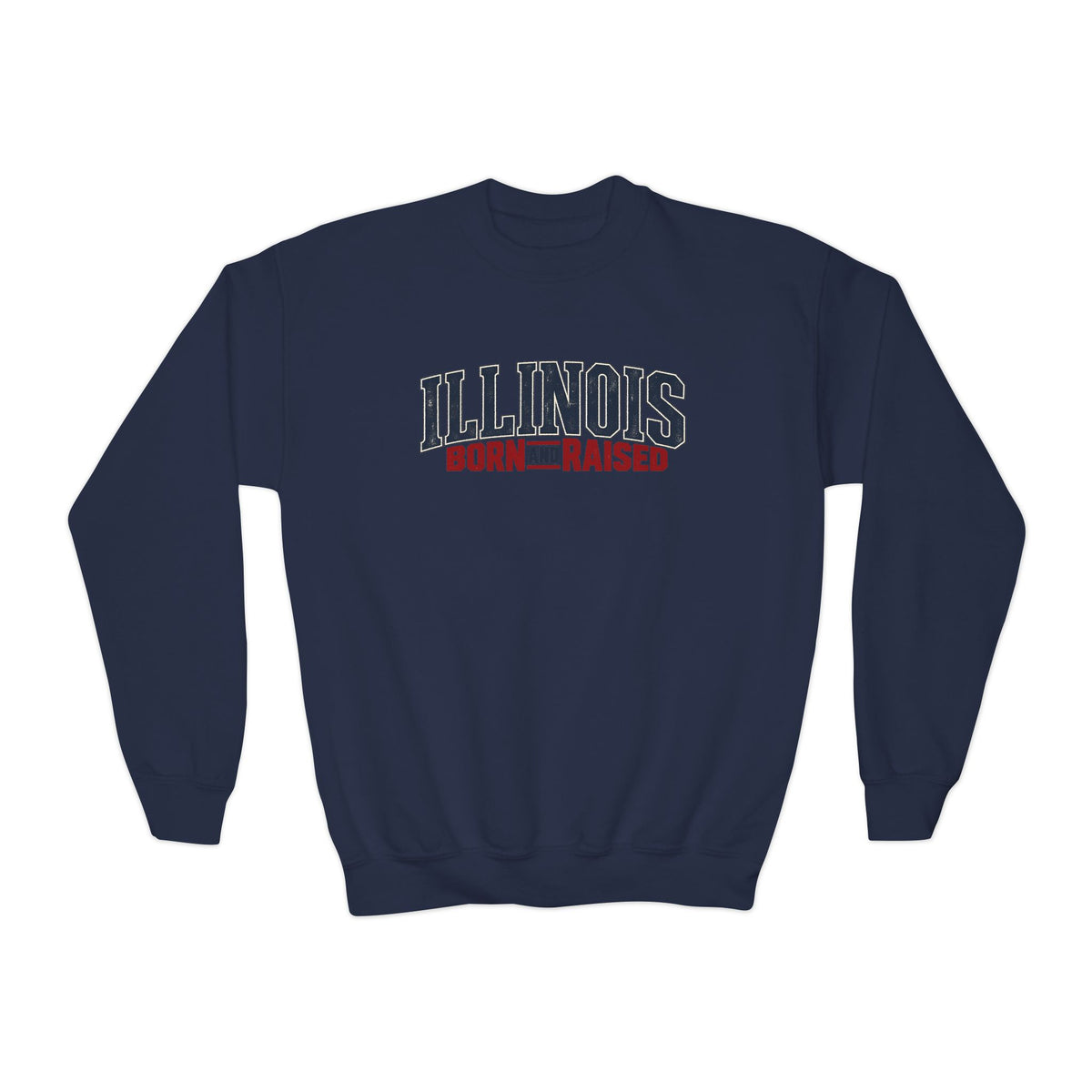 Illinois Born and Raised Premium Heritage Unisex Youth Crewneck Sweatshirt Graphic