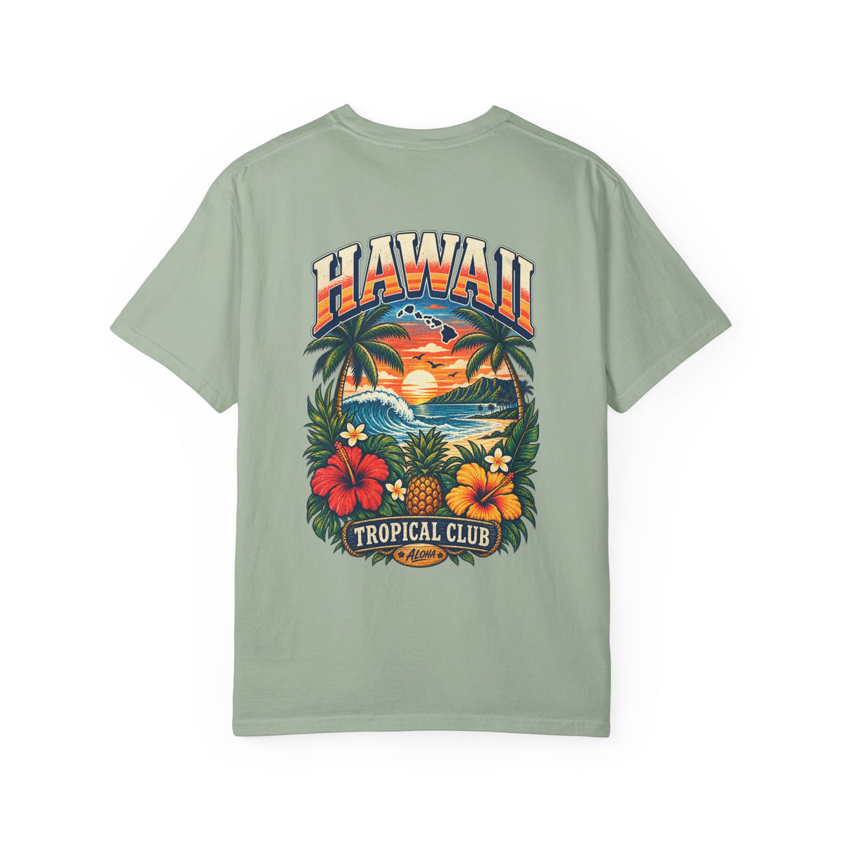 Hawaii Tropical Club Unisex Comfort Color 1717 Streetwear Graphic Tee