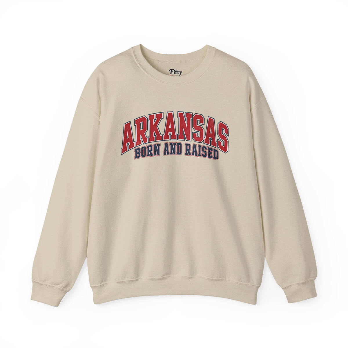 Arkansas Born and Raised Premium Collegiate Unisex Sweatshirt Graphic