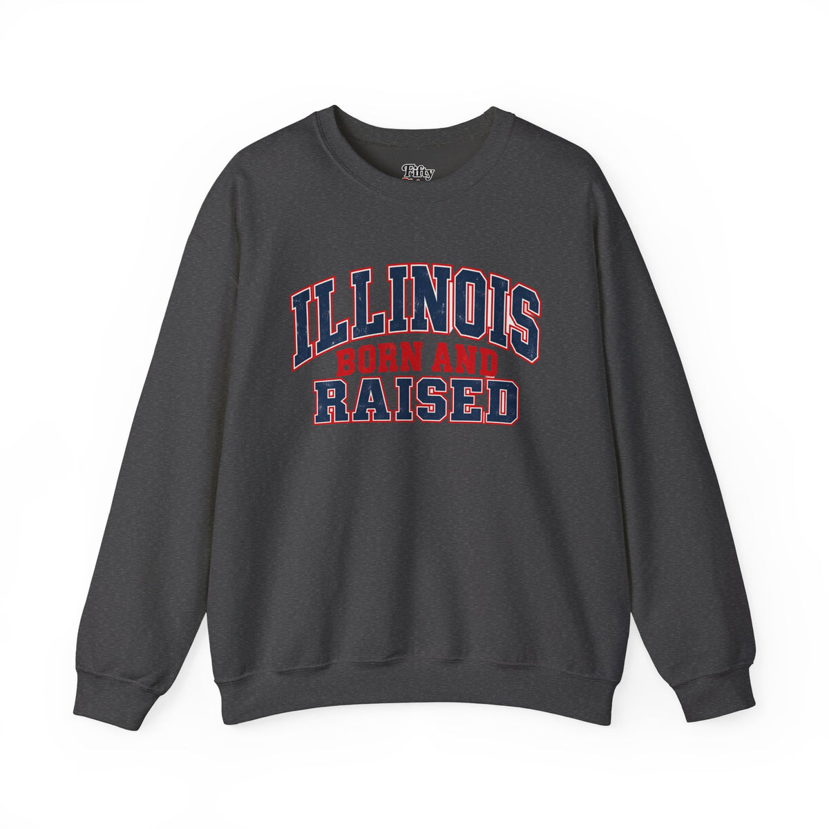 Illinois Born and Raised Vintage Collegiate Unisex Sweatshirt Graphic