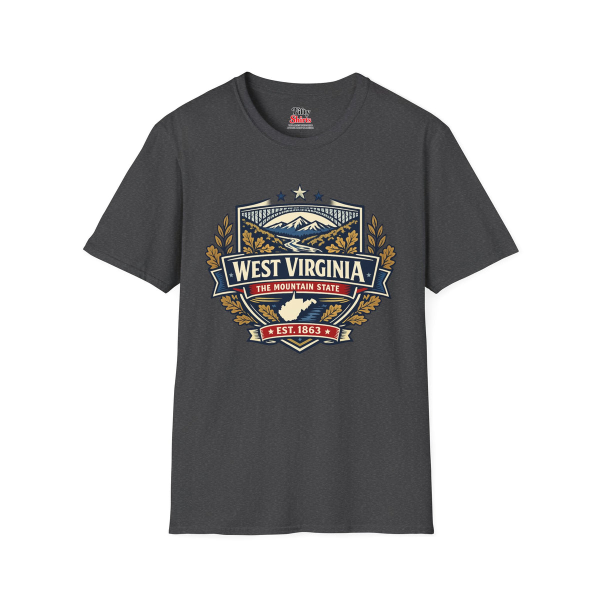 West Virginia Heritage Badge Unisex Softstyle T Shirt State Pride Graphic Tee Collections FS03