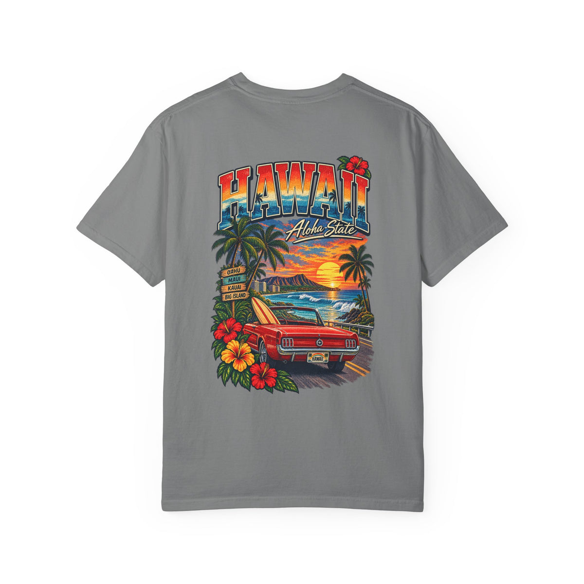 Hawaii Sunset Drive Unisex Comfort Color 1717 Streetwear Graphic Tee