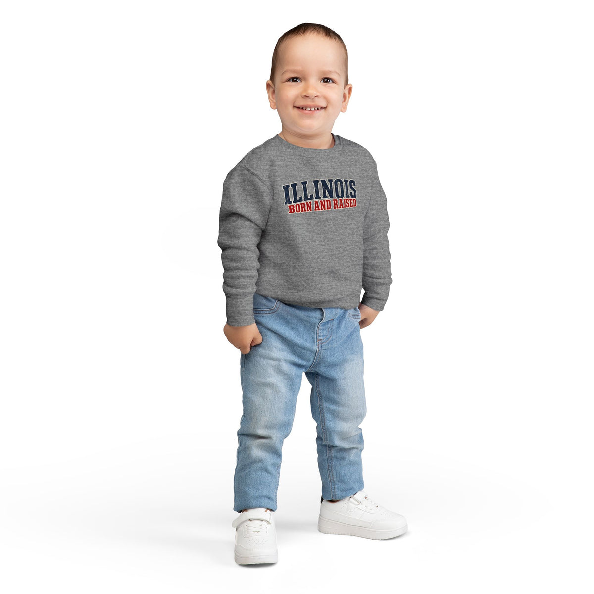 Illinois Born and Raised Midwest Americana Unisex Toddler Sweatshirt