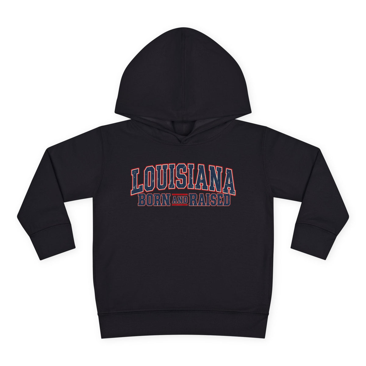 Louisiana Born and Raised Vintage Americana Unisex Toddler Pullover Fleece Hoodie