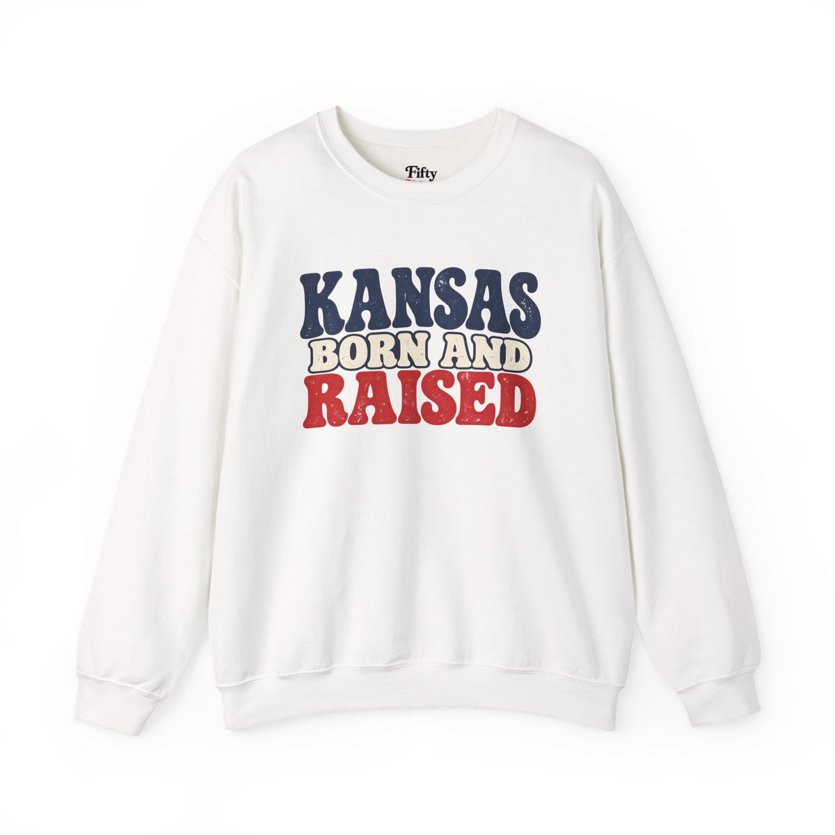 Kansas Born and Raised Retro 1970s Unisex Sweatshirt Graphic