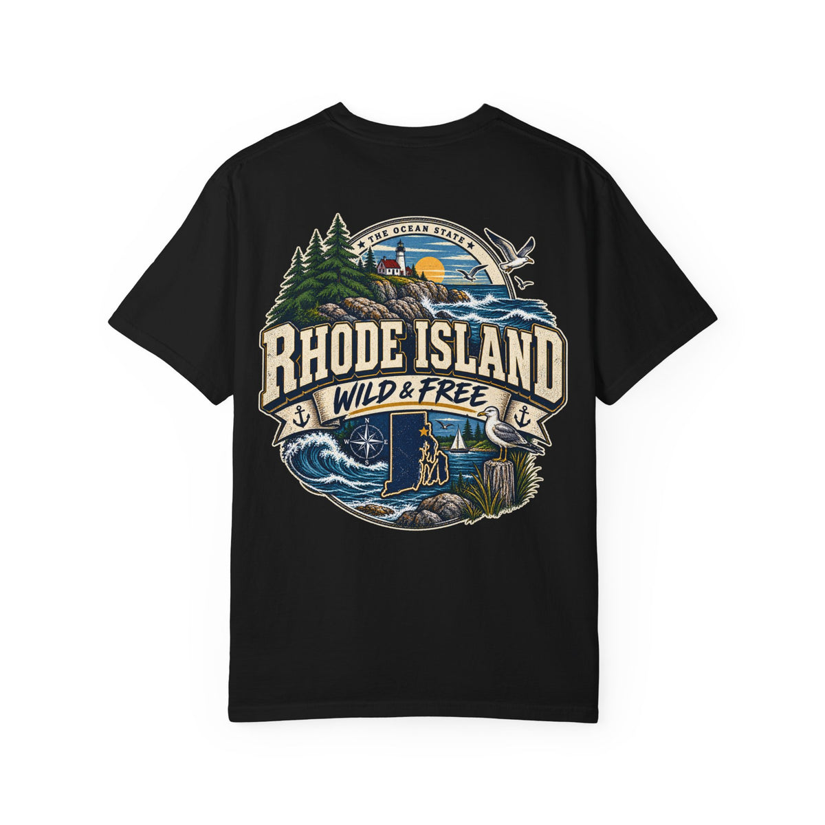 Rhode Island Wild & Free Unisex Comfort Color 1717 Streetwear Graphic Tee