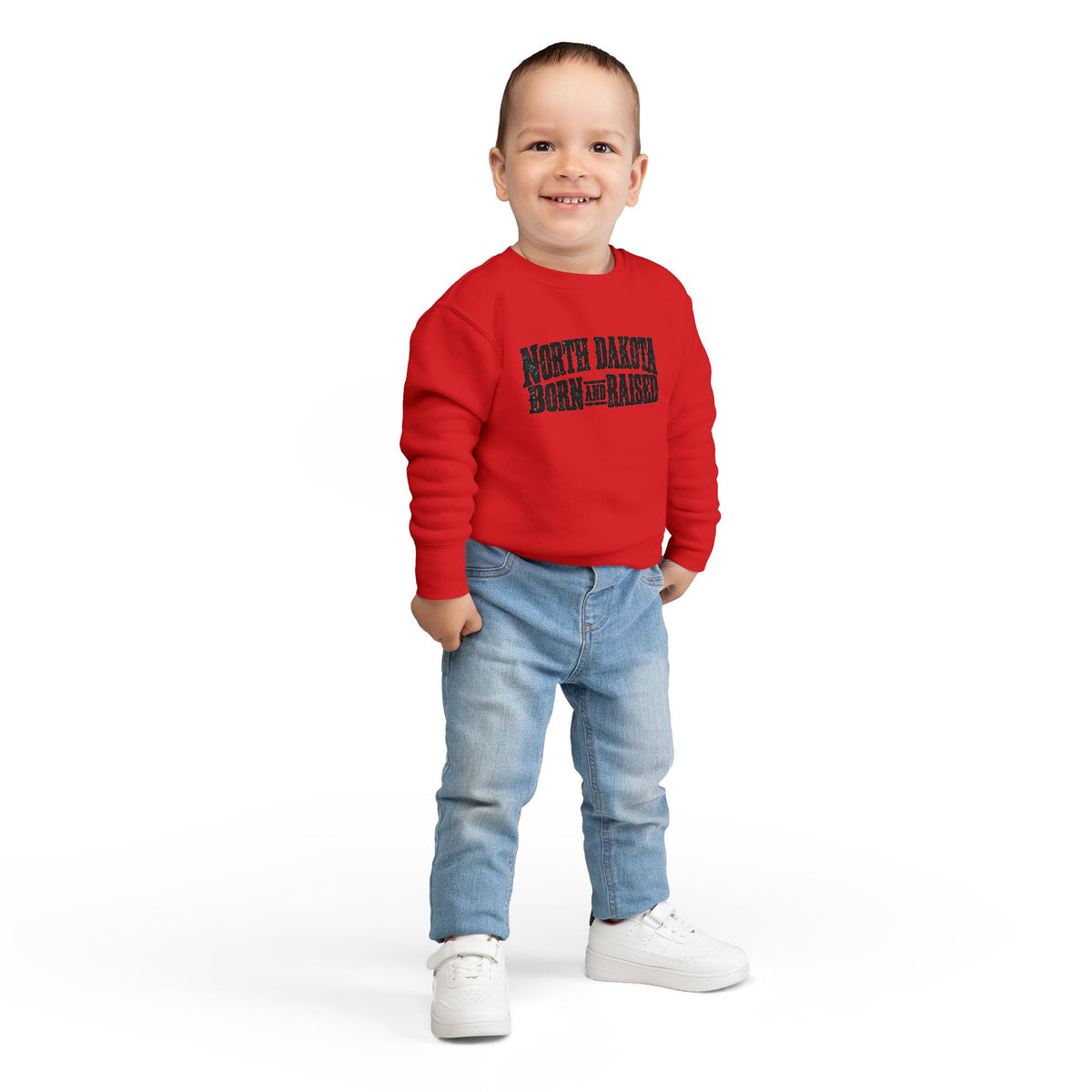 North Dakota Born and Raised Rugged Prairie Heritage Unisex Toddler Sweatshirt