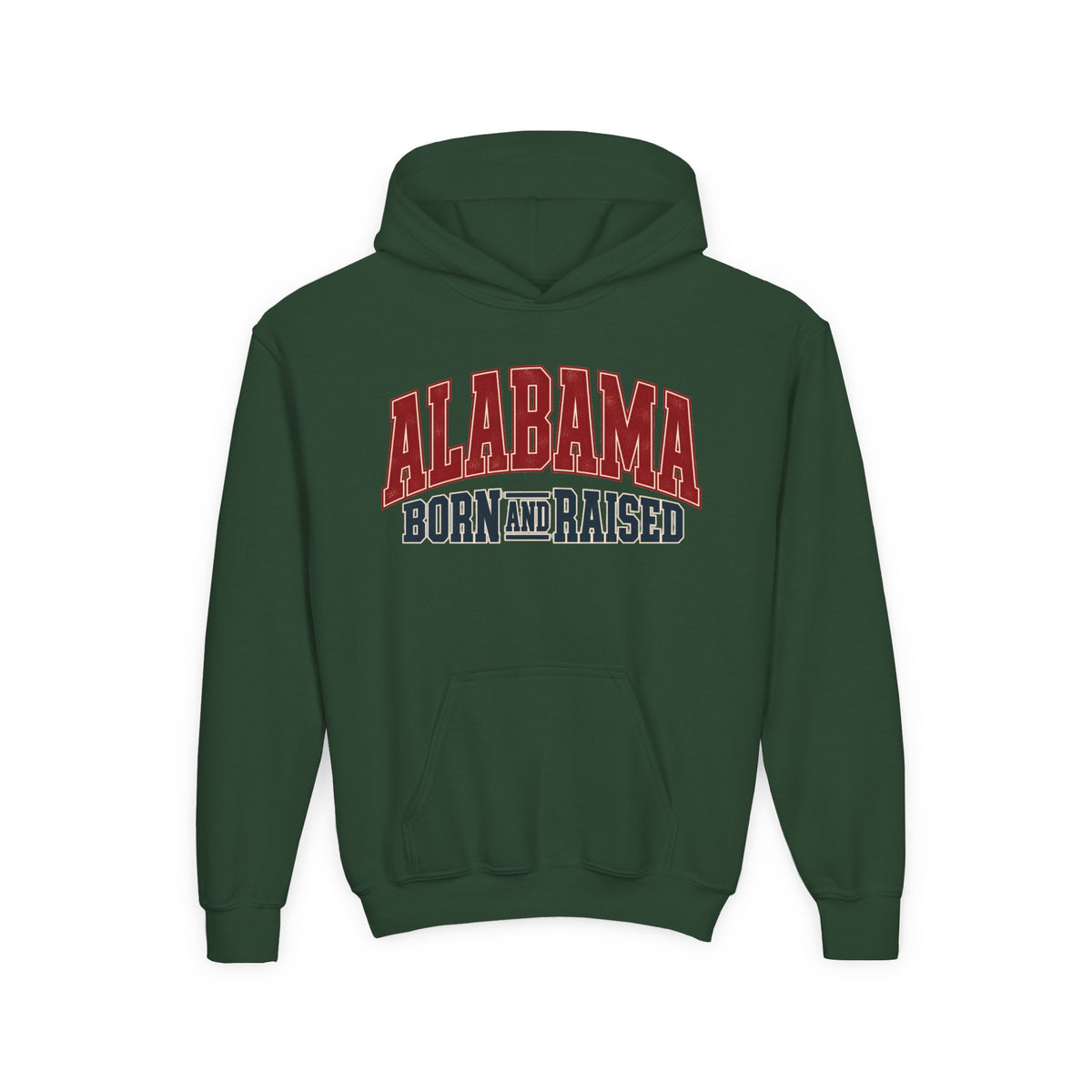 Alabama Born and Raised Vintage Athletic Heritage Unisex Youth Heavy Blend Hooded Sweatshirt Graphic