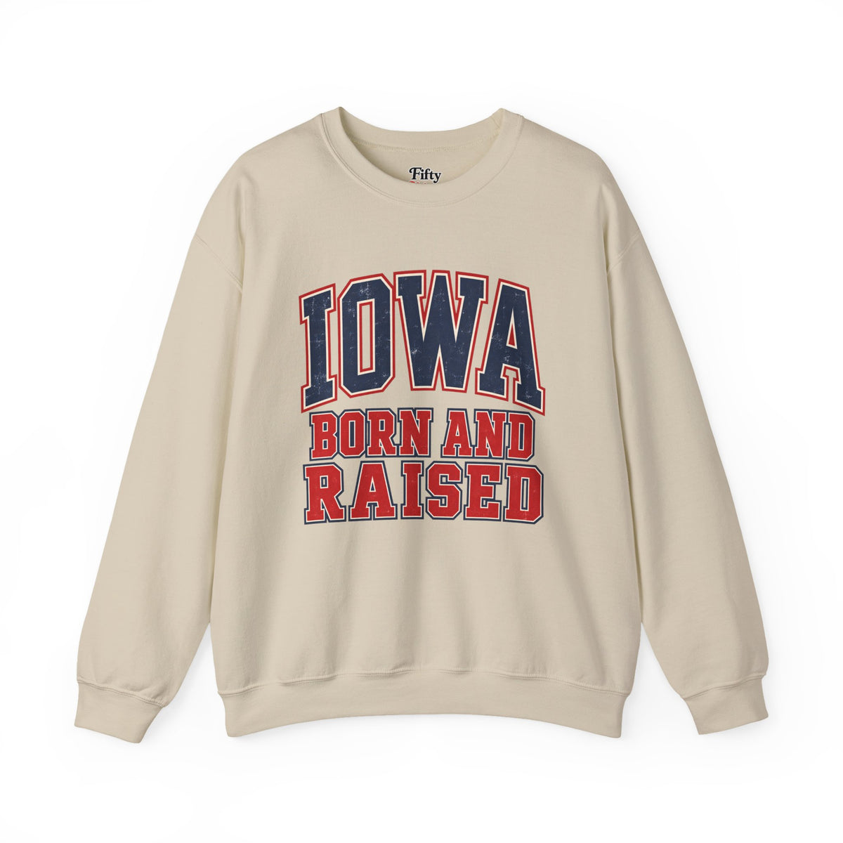 Iowa Born and Raised Vintage Collegiate Unisex Sweatshirt Graphic
