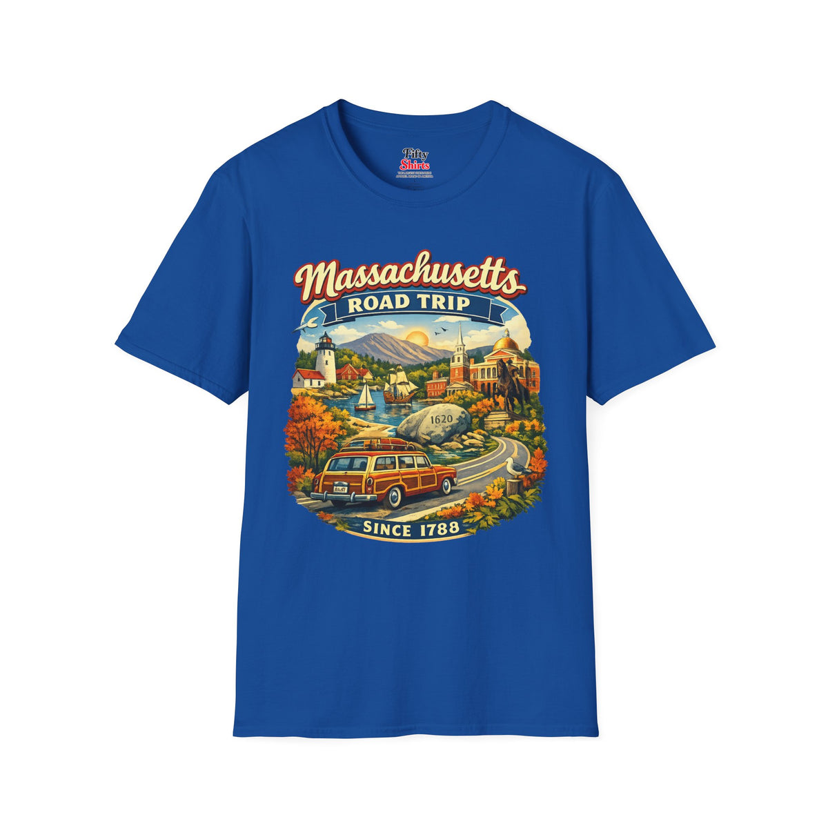 Massachusetts Road Trip Unisex Softstyle T Shirt State Pride Graphic Tee Collections FS03