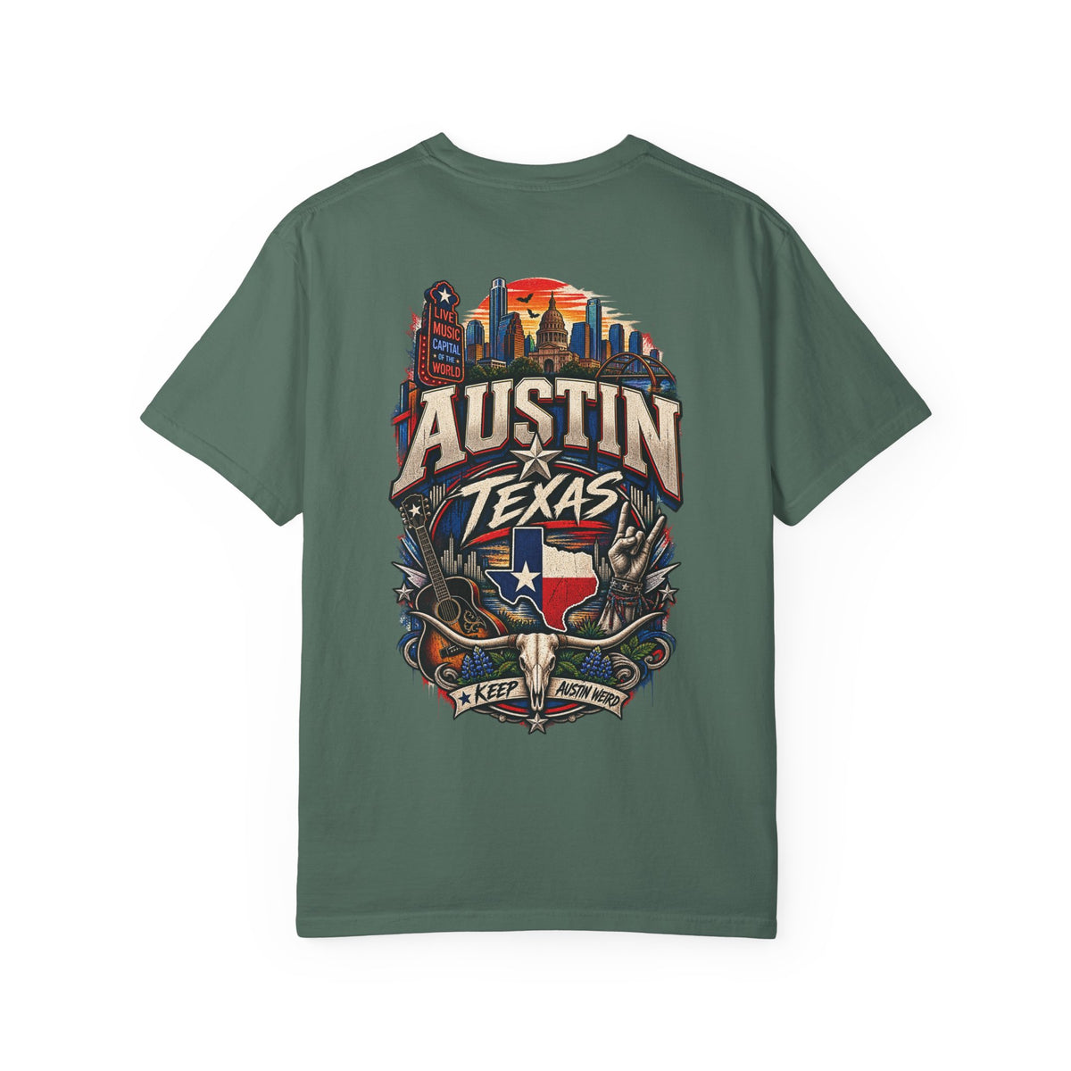 Austin Texas Unisex Comfort Color 1717 Streetwear Graphic Tee