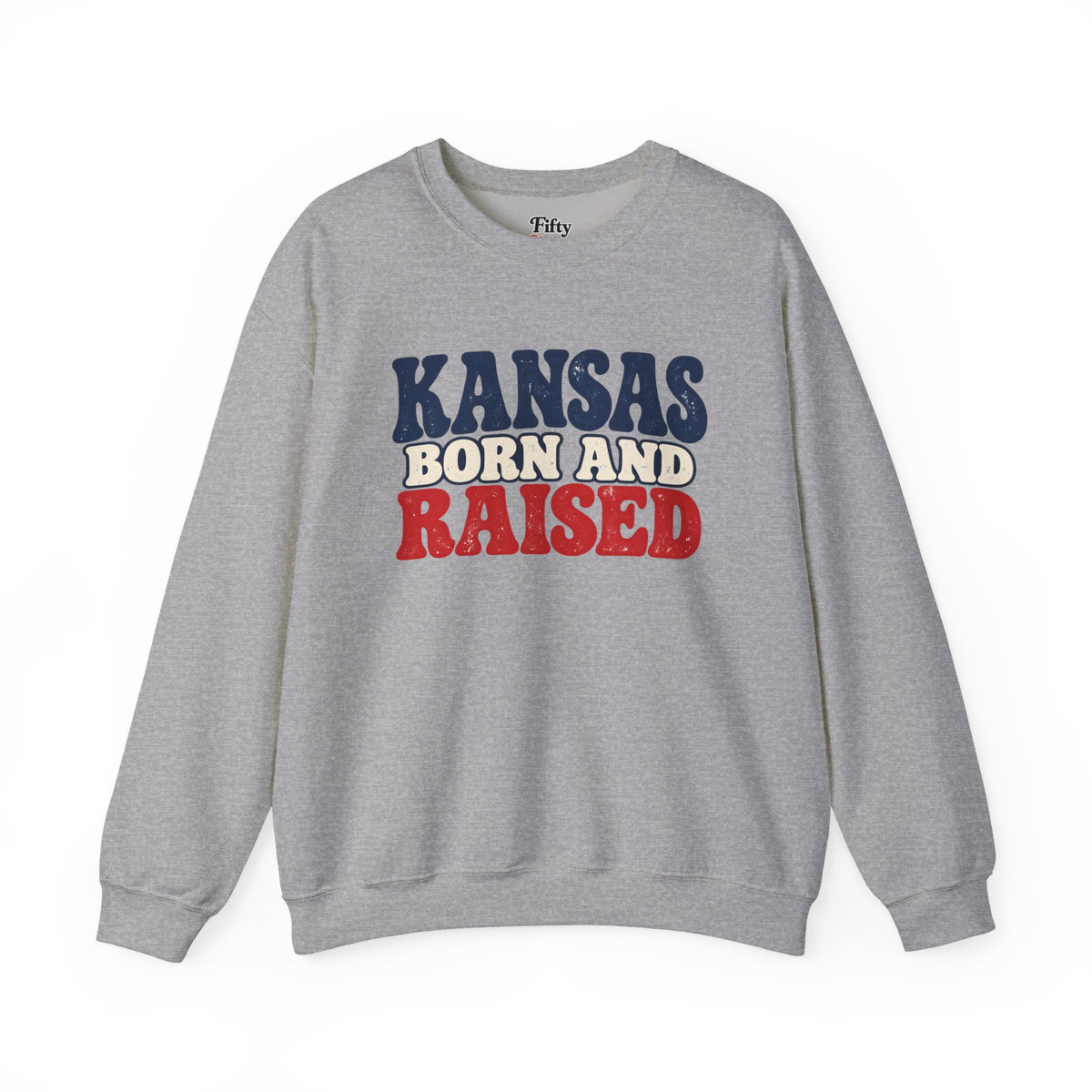 Kansas Born and Raised Retro 1970s Unisex Sweatshirt Graphic