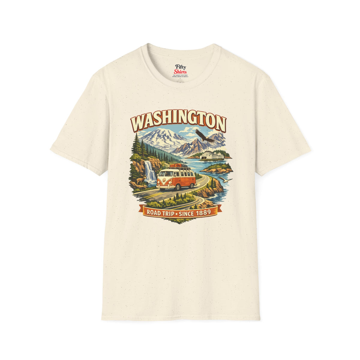 Washington Roadtrip Unisex Softstyle T Shirt State Pride Graphic Tee Collections FS03