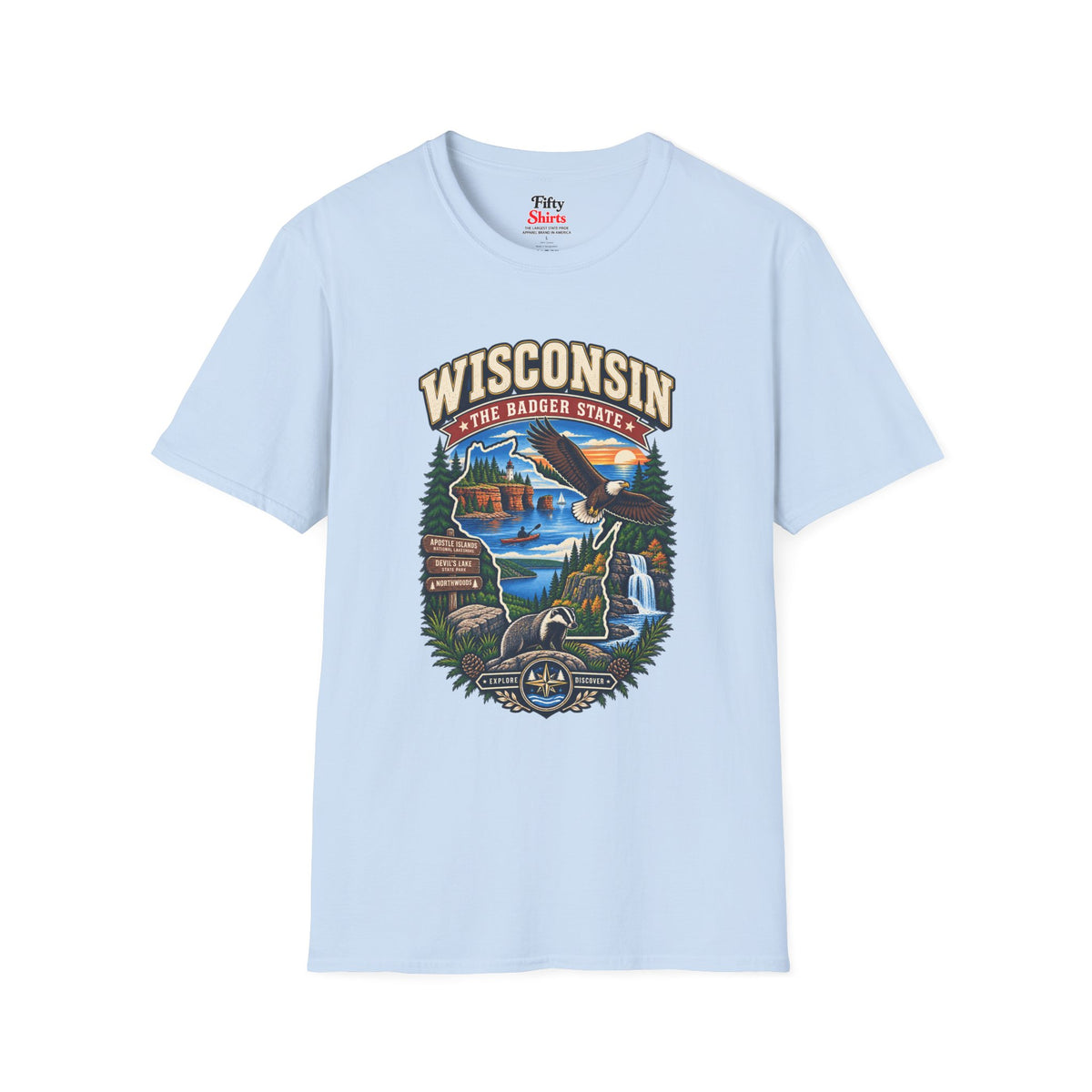 Wisconsin Badger State Adventure Unisex Softstyle T Shirt State Pride Graphic Tee Collections FS03