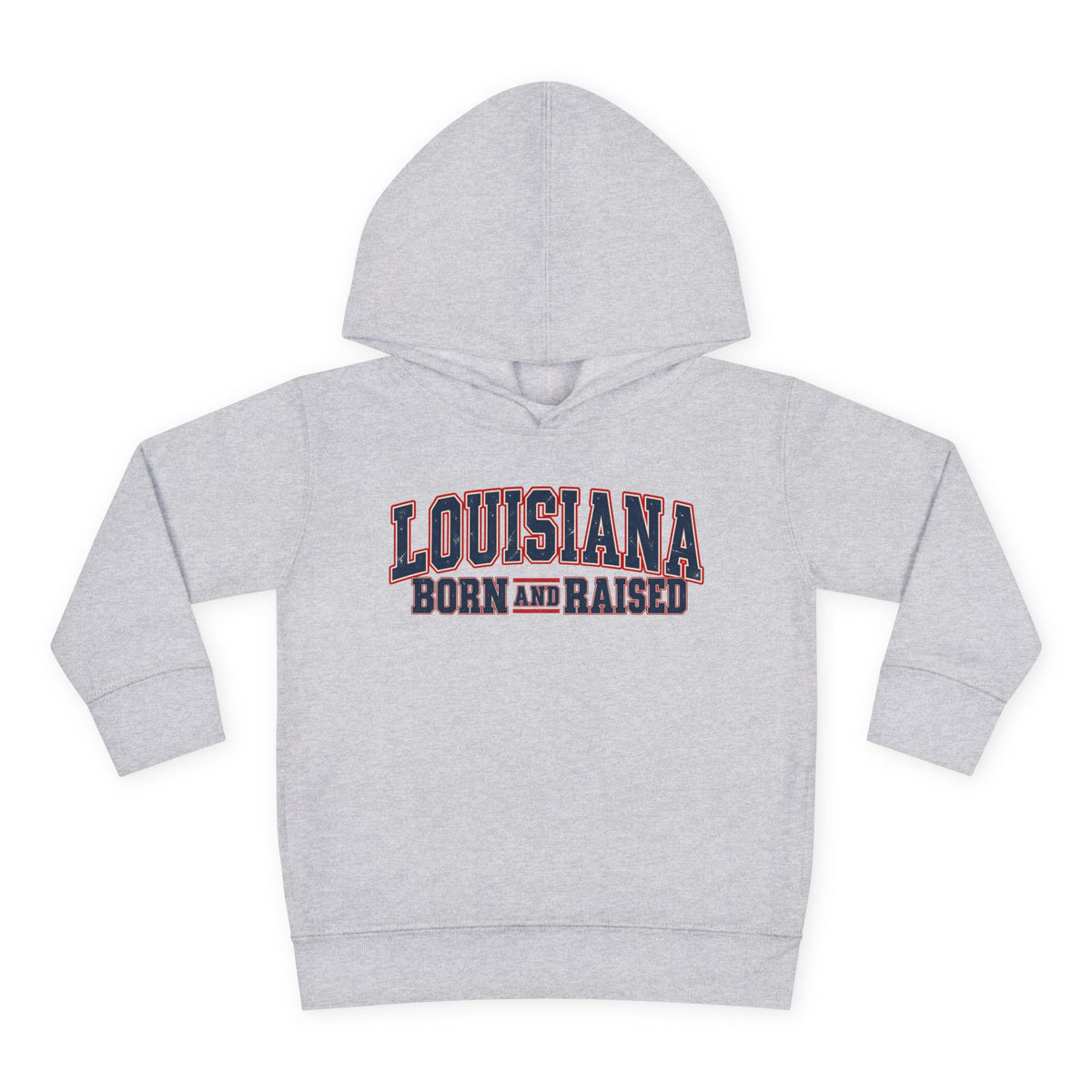 Louisiana Born and Raised Vintage Americana Unisex Toddler Pullover Fleece Hoodie