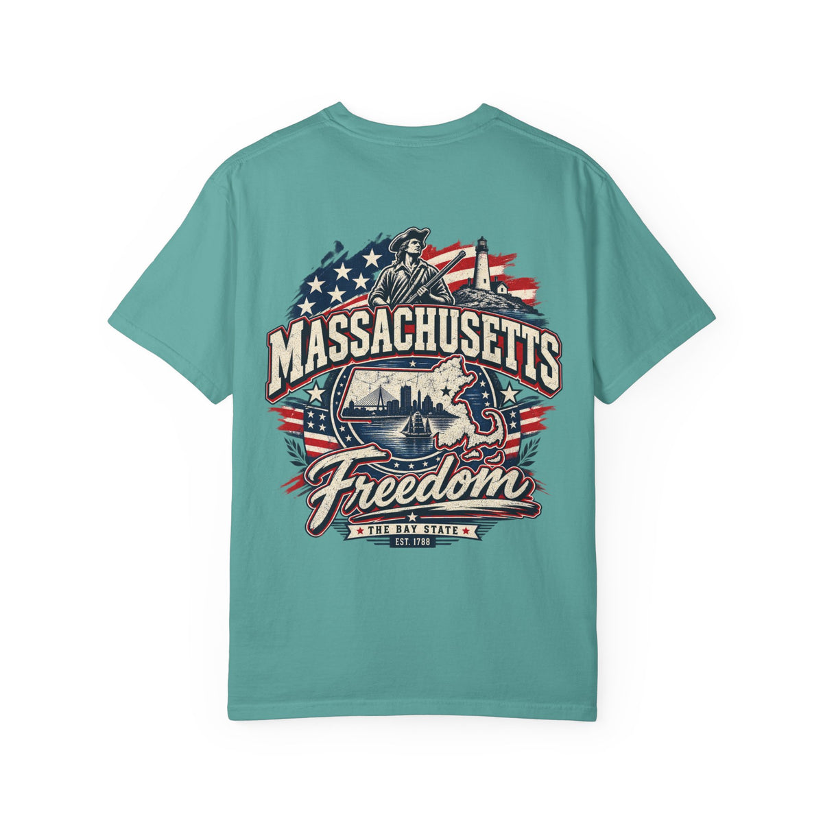 Massachusetts Freedom Unisex Comfort Color 1717 Streetwear Graphic Tee