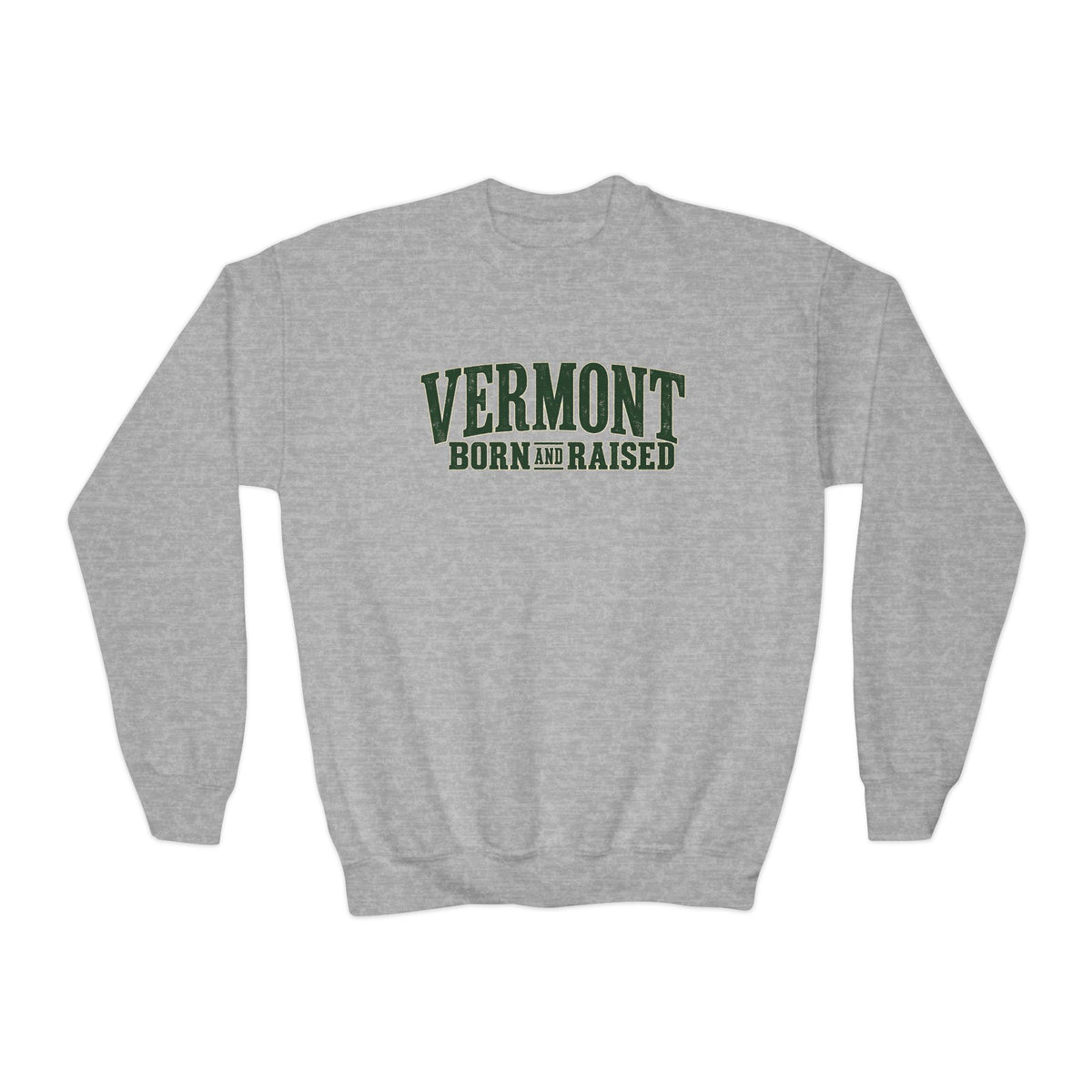 Vermont Born and Raised Premium Vermont Heritage Unisex Youth Crewneck Sweatshirt
