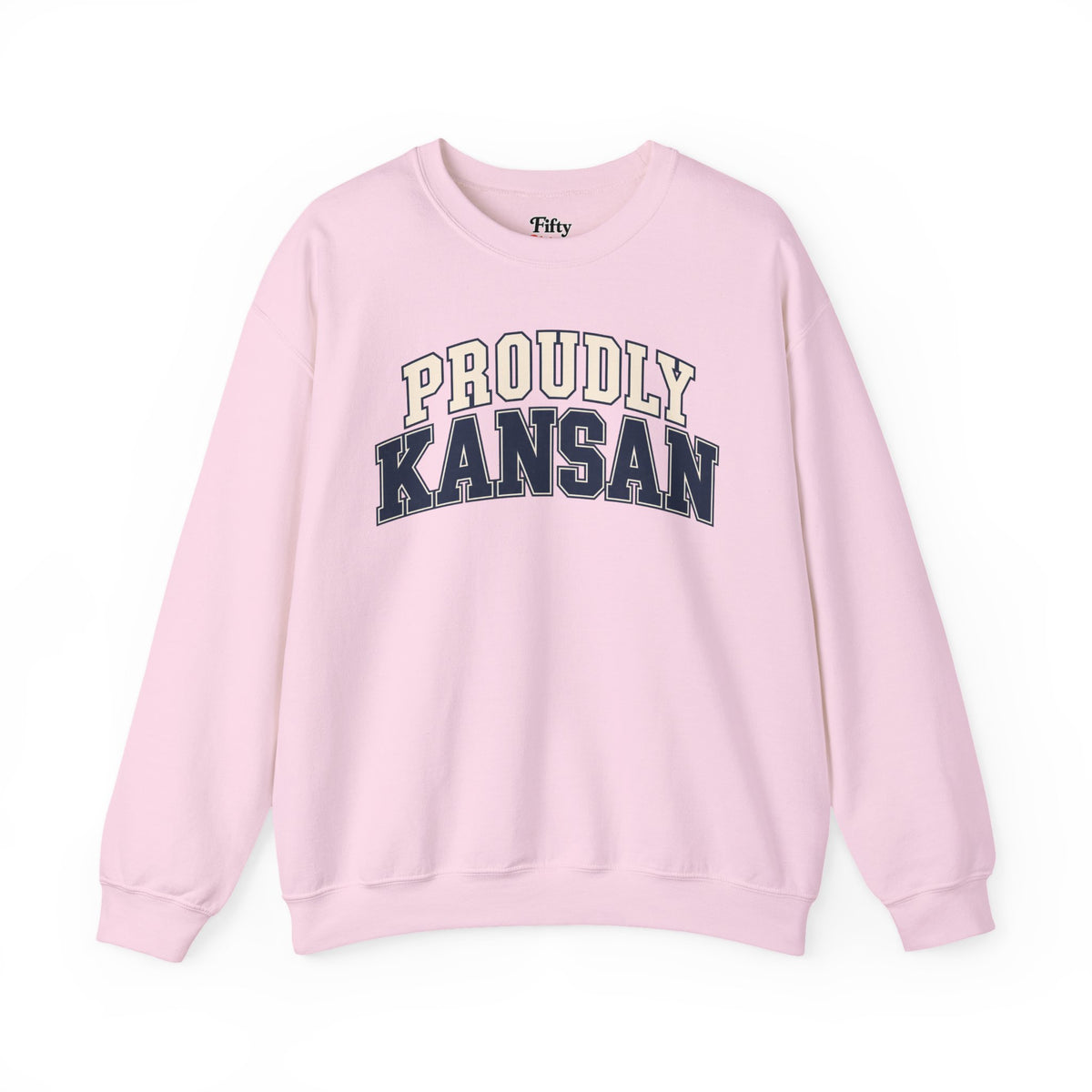 Proudly Kansan Kansas Unisex Crewneck Sweatshirt State Name Graphic