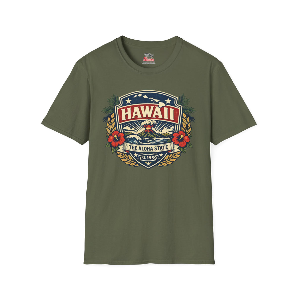 Hawaii Heritage Badge Unisex Softstyle T Shirt State Pride Graphic Tee Collections FS03