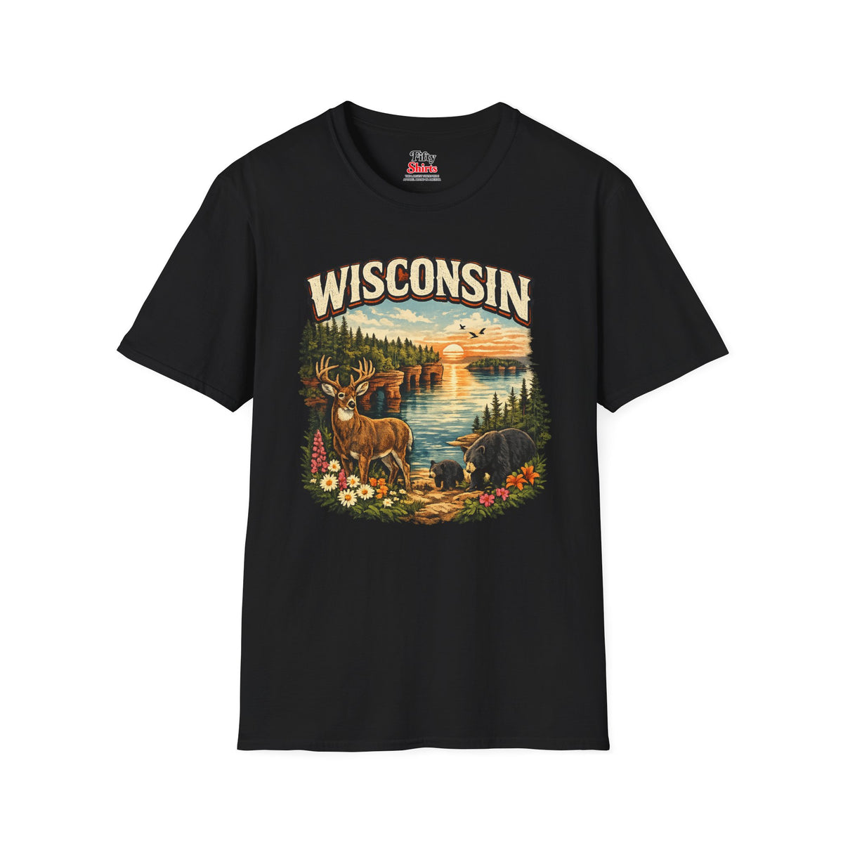 Wisconsin Wildlife Unisex Softstyle T Shirt State Pride Graphic Tee Collections FS03