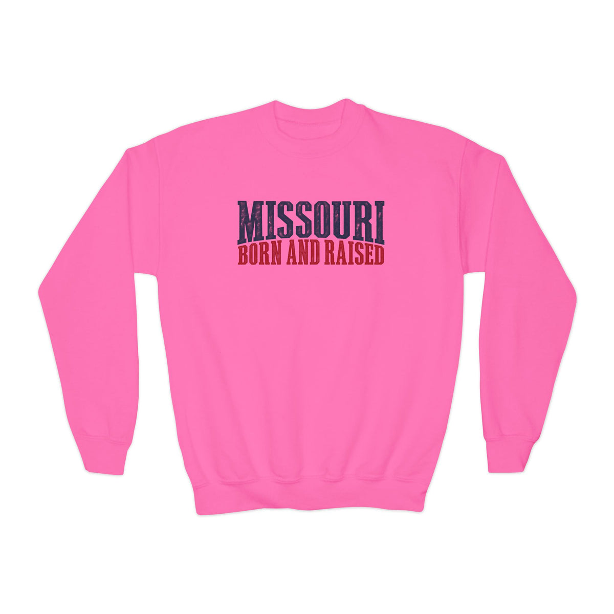 Missouri Born and Raised Premium Heritage Unisex Youth Crewneck Sweatshirt Graphic