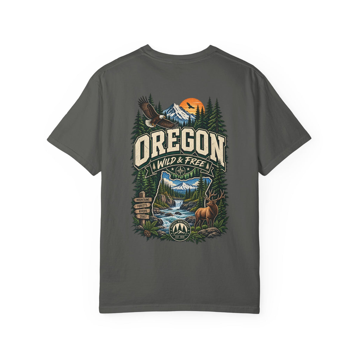 Oregon Wild & Free Unisex Comfort Color 1717 Streetwear Graphic Tee