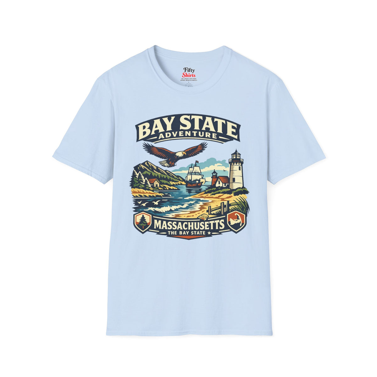 Massachusetts Bay State Adventure Unisex Softstyle T Shirt State Pride Graphic Tee Collections FS03