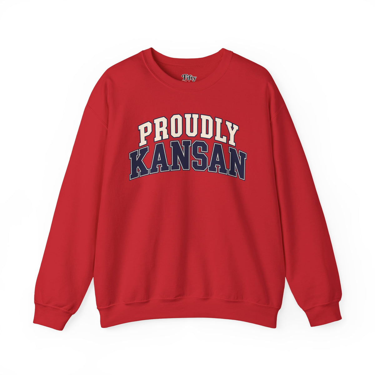 Proudly Kansan Kansas Unisex Crewneck Sweatshirt State Name Graphic