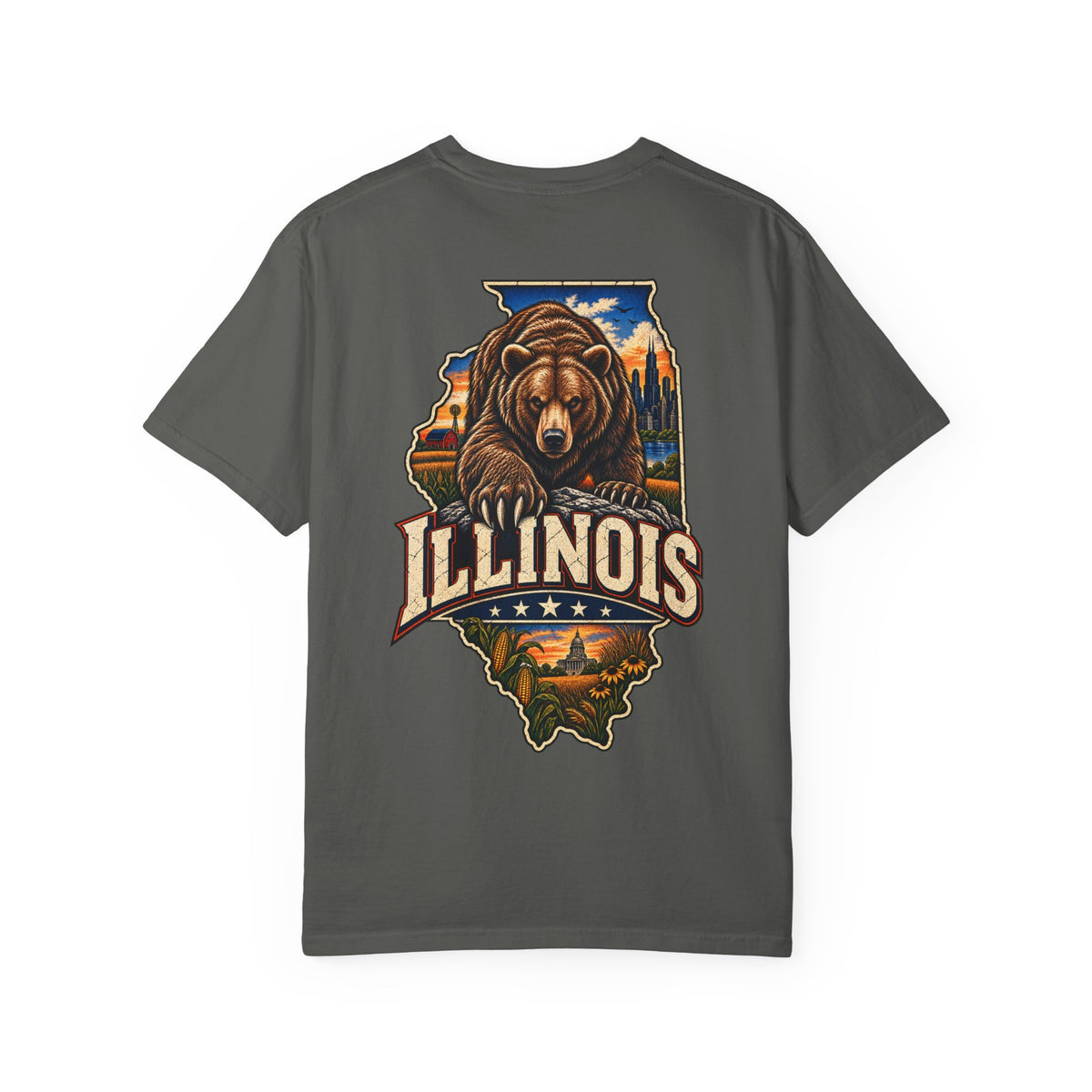 Illinois Bear Emblem Unisex Comfort Color 1717 Streetwear Graphic Tee