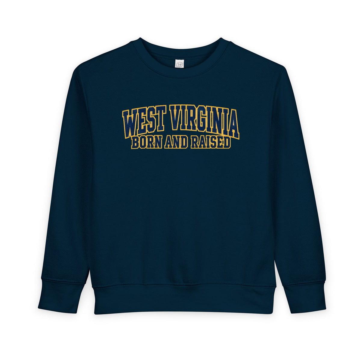 West Virginia Born and Raised Classic Collegiate Unisex Toddler Sweatshirt