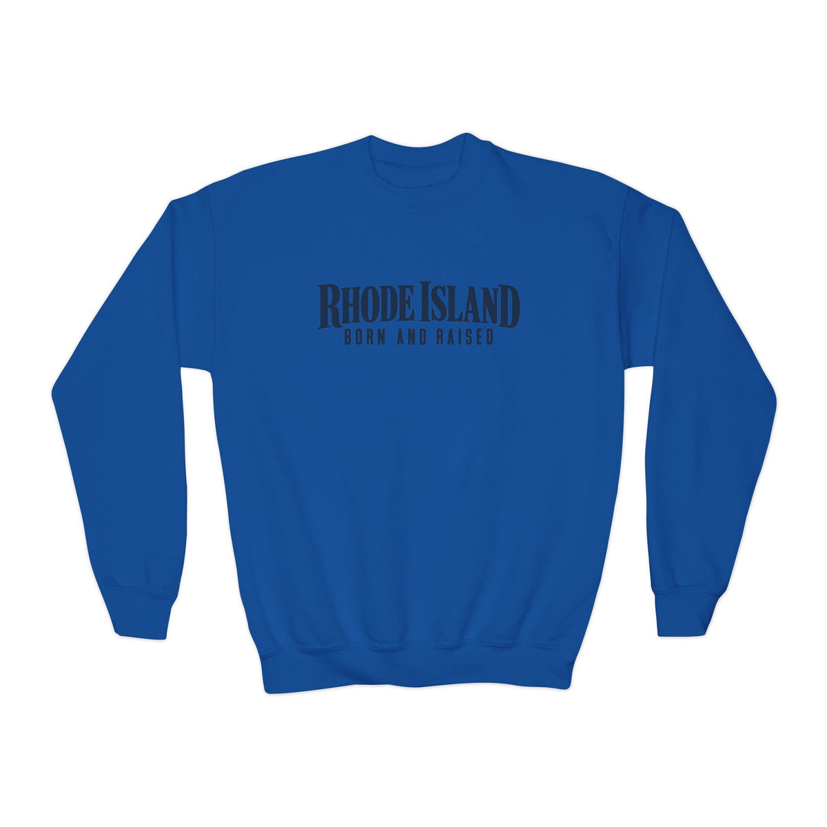 Rhode Island Born and Raised Premium Heritage Unisex Youth Crewneck Sweatshirt Graphic