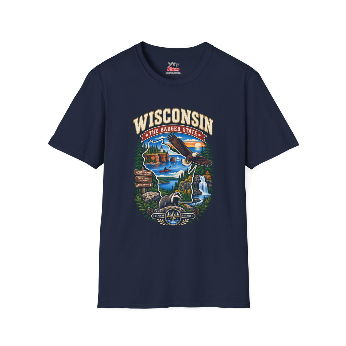 Wisconsin Badger State Adventure Unisex Softstyle T Shirt State Pride Graphic Tee Collections FS03