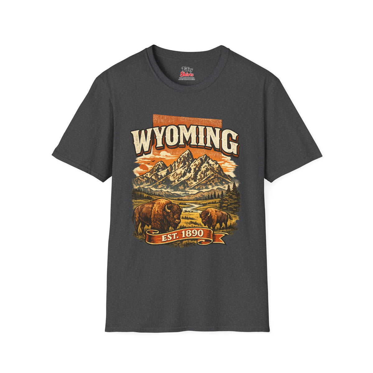 Vintage Wyoming Heritage Unisex Softstyle T Shirt State Pride Graphic Tee Collections FS03