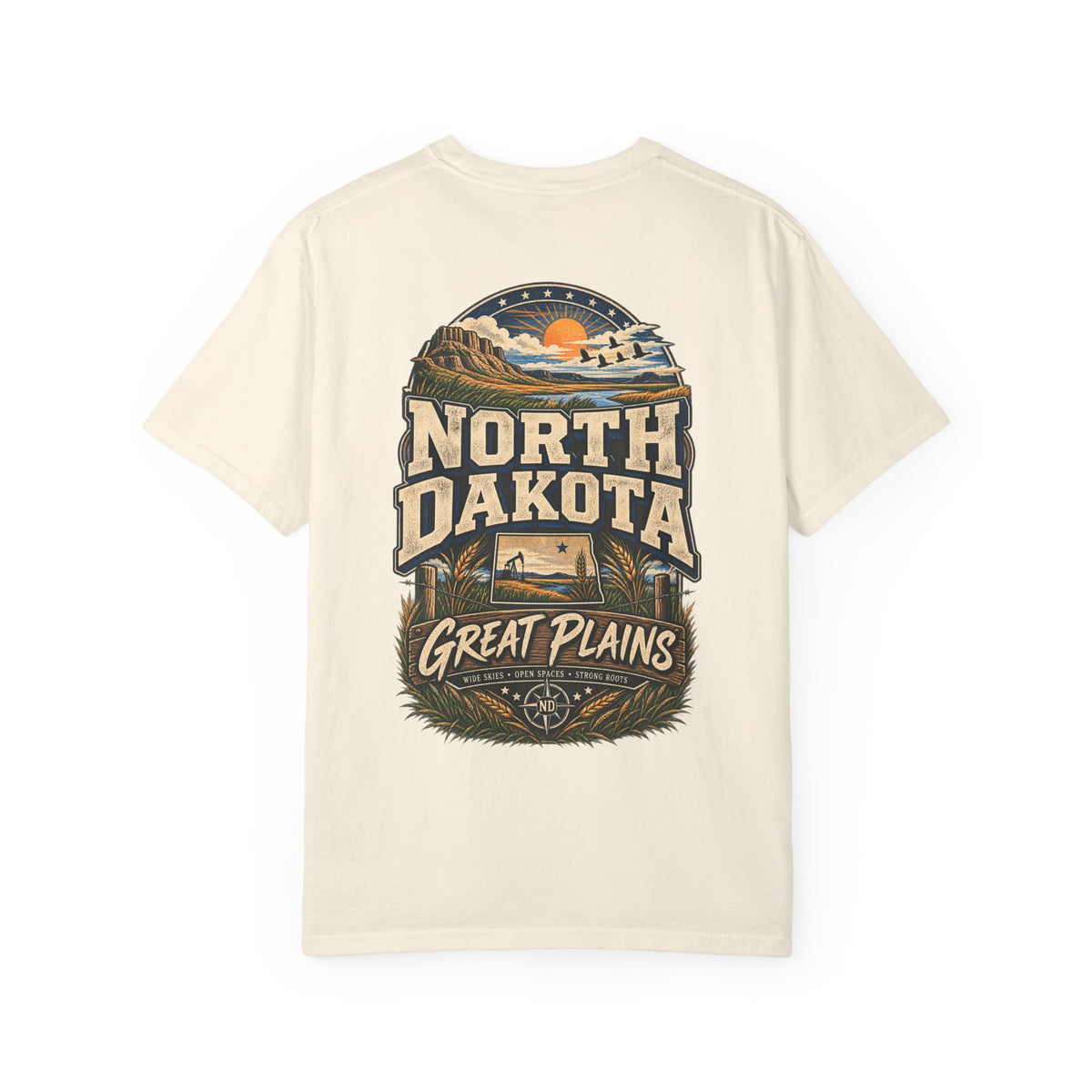 North Dakota Great Plains Unisex Comfort Color 1717 Streetwear Graphic Tee