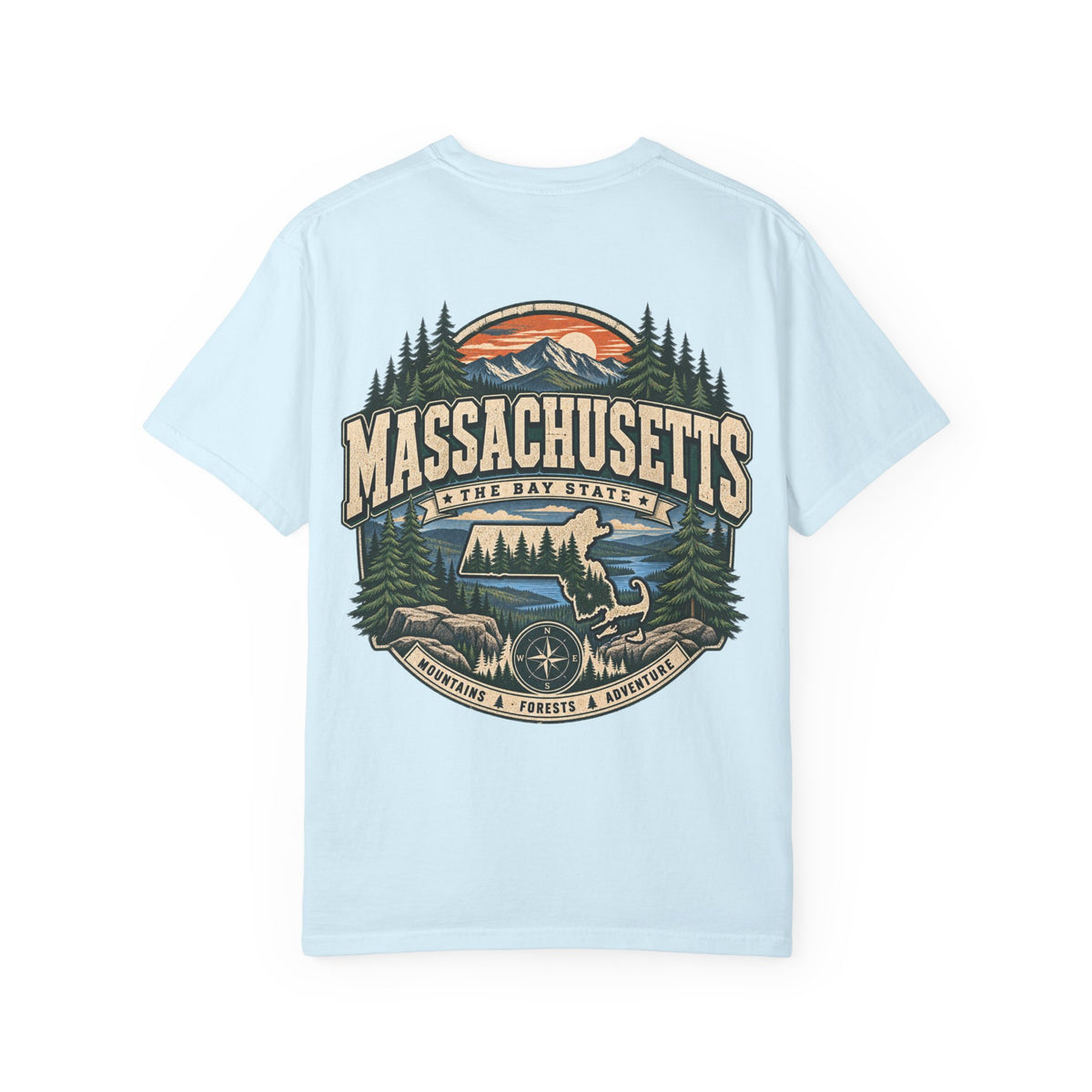 Massachusetts Mountain & Forest Unisex Comfort Color 1717 Streetwear Graphic Tee