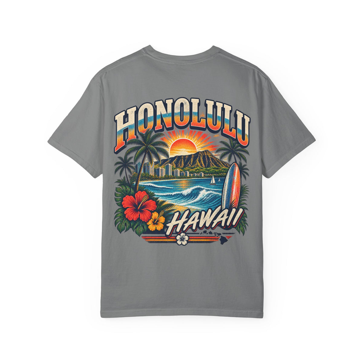 Honolulu Hawaii Unisex Comfort Color 1717 Streetwear Graphic Tee
