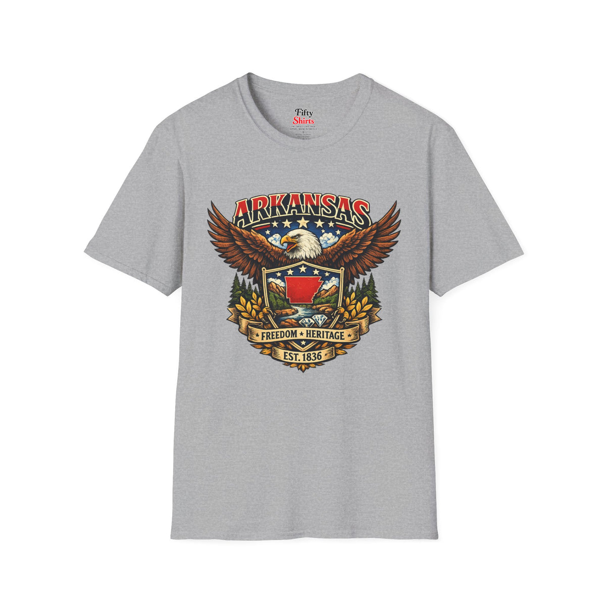 Arkansas Americana eagle Unisex Softstyle T Shirt State Pride Graphic Tee Collections FS03