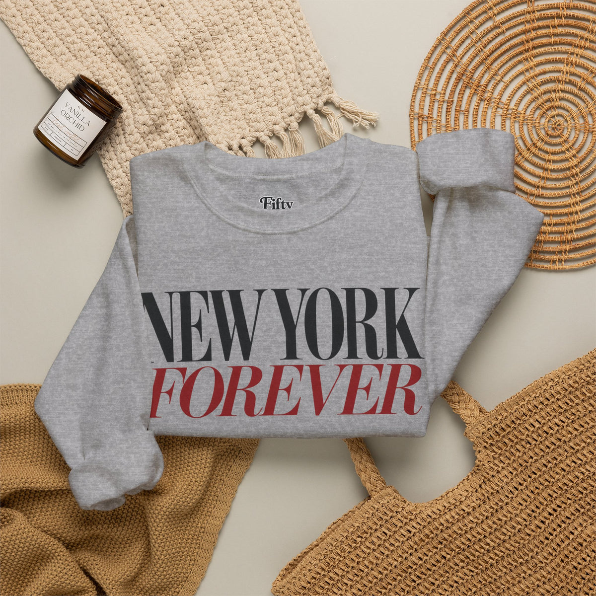 New York Forever Unisex Crewneck Sweatshirt State Name Graphic