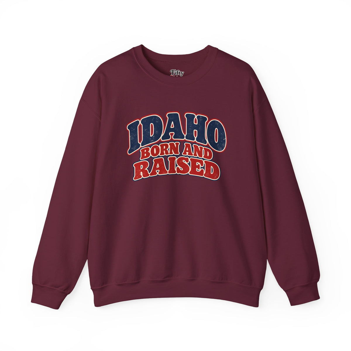 Idaho Born and Raised Retro 1970s Unisex Sweatshirt Graphic