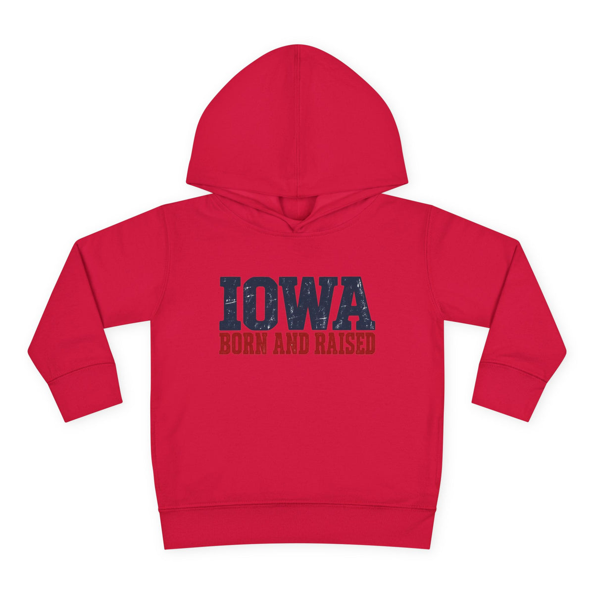 Iowa Born and Raised Rustic Midwest Unisex Toddler Pullover Fleece Hoodie