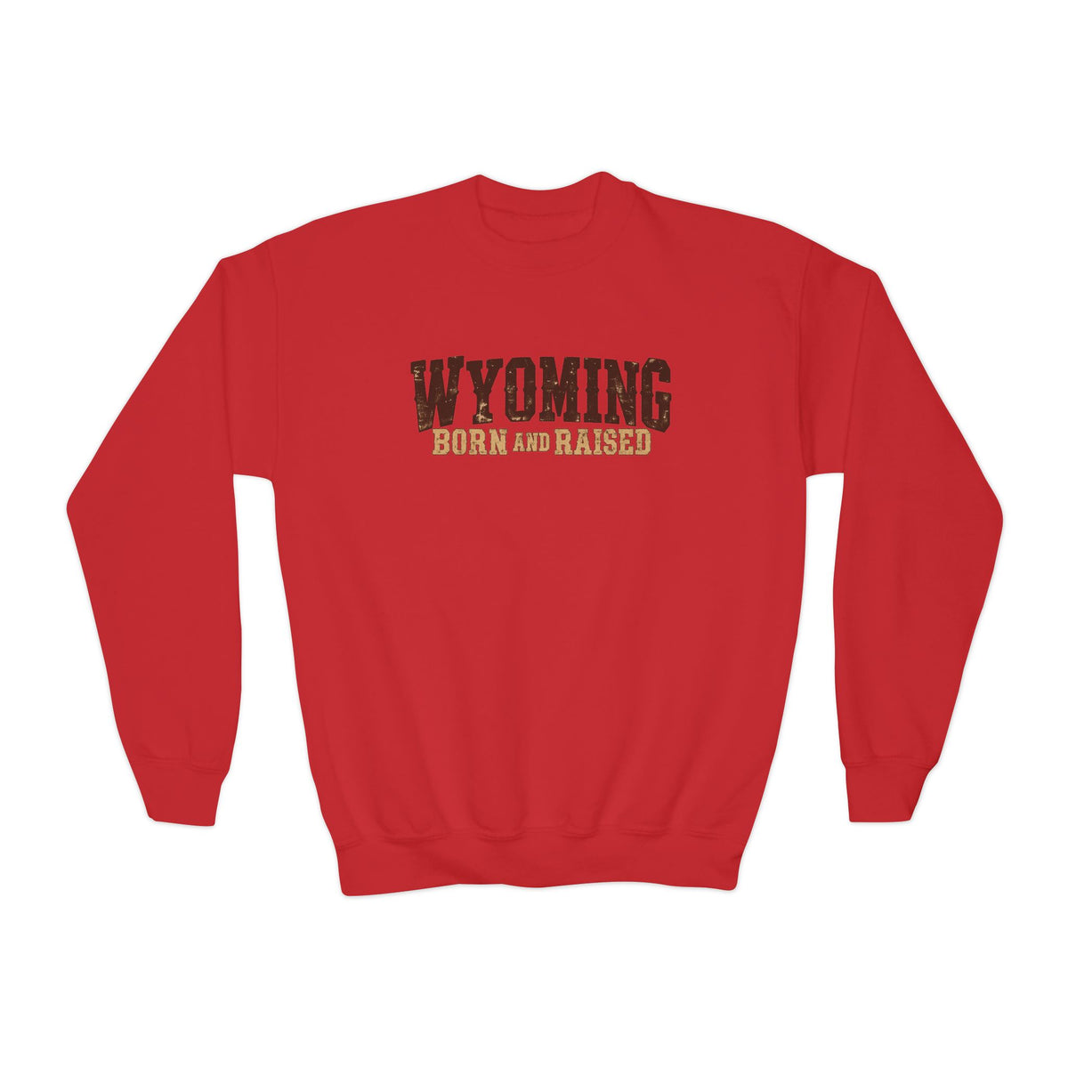 Wyoming Born and Raised Cowboy Heritage Unisex Youth Crewneck Sweatshirt Graphic