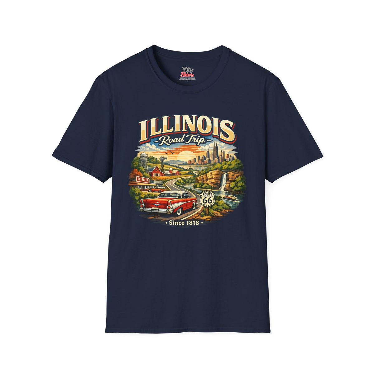 Illinois Road Trip Unisex Softstyle T Shirt State Pride Graphic Tee Collections FS03