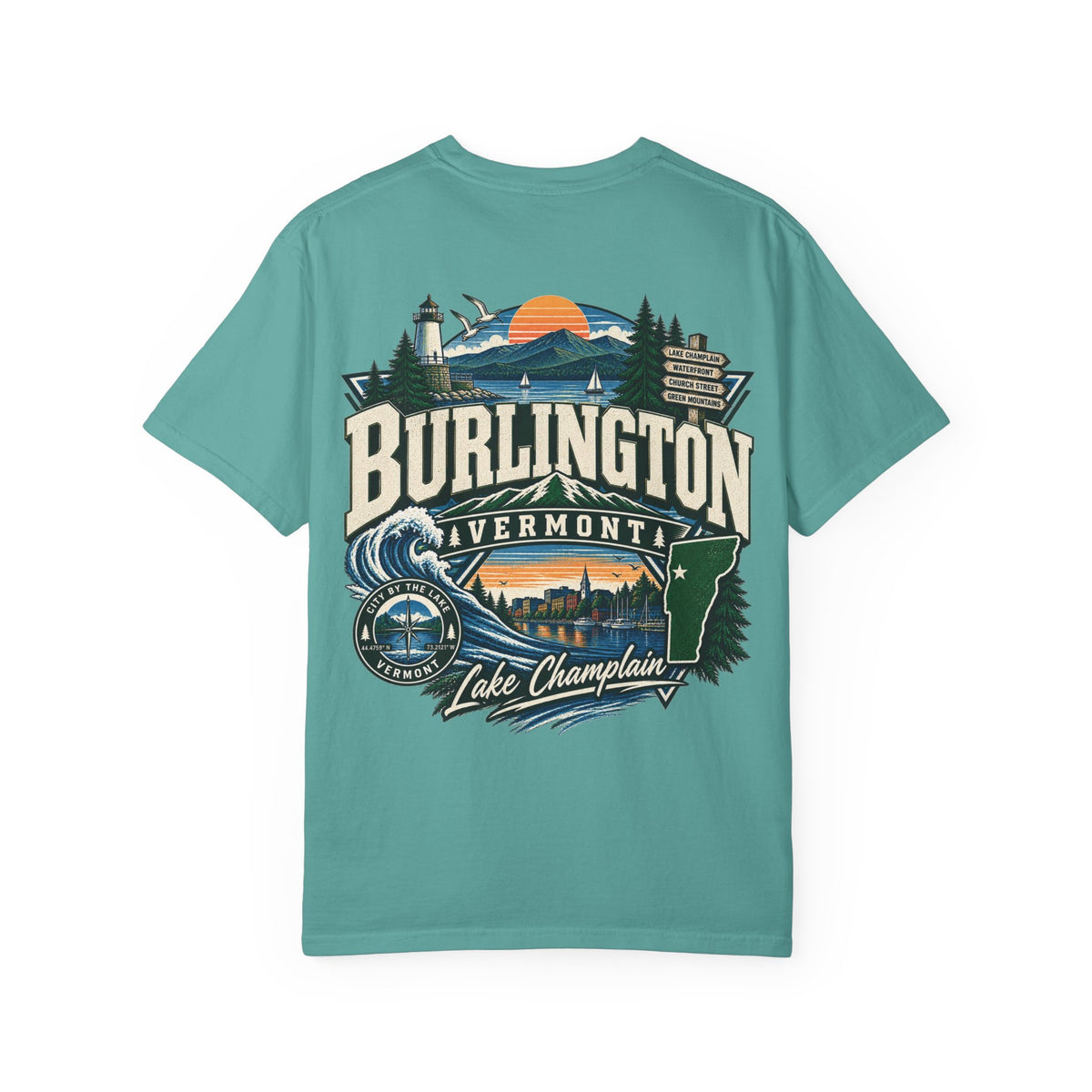 Burlington Vermont Unisex Comfort Color 1717 Streetwear Graphic Tee