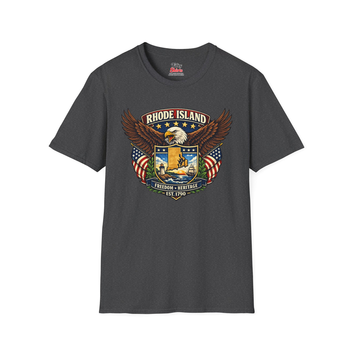Rhode Island Americana Eagle Unisex Softstyle T Shirt State Pride Graphic Tee Collections FS03