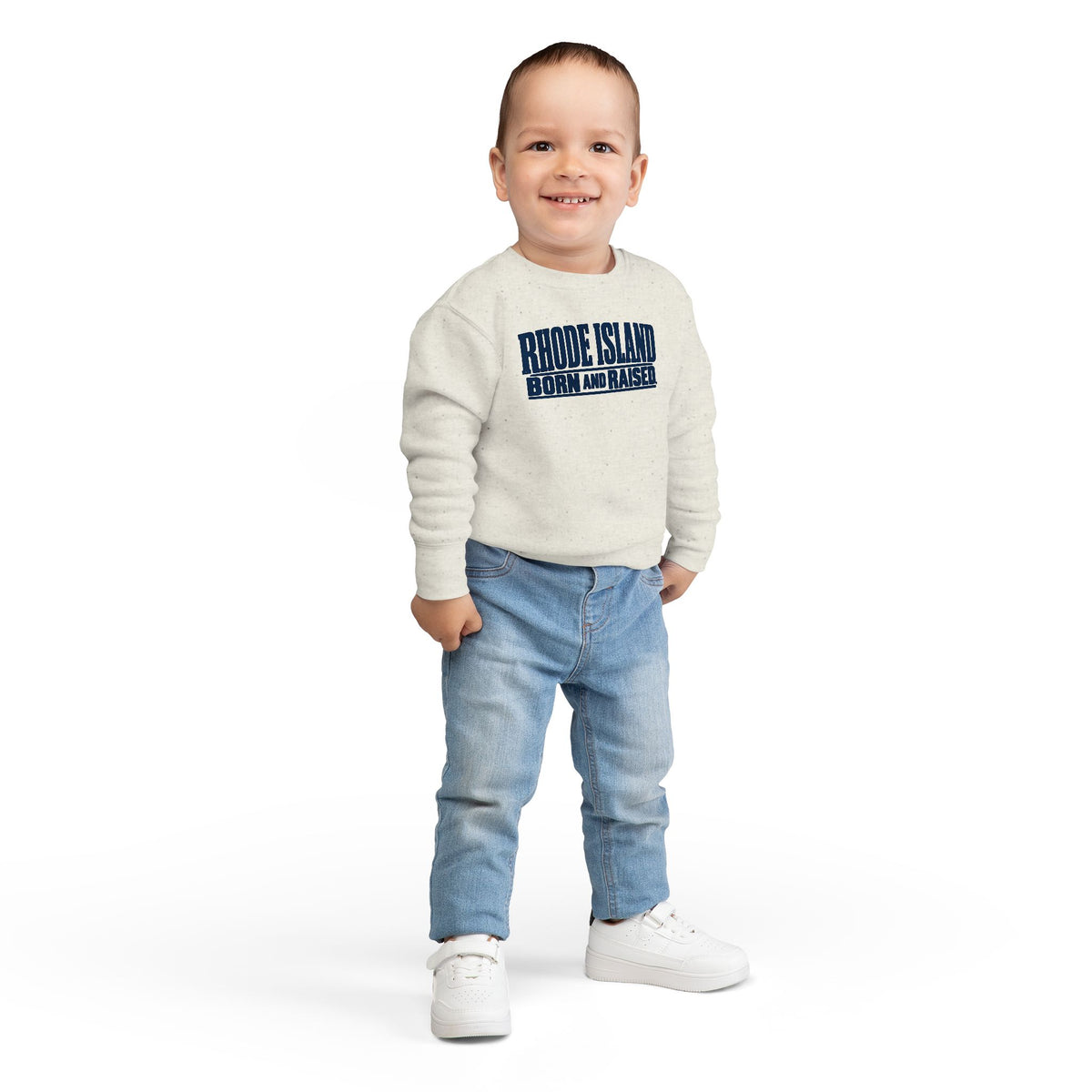 Rhode Island Born and Raised Minimal New England Heritage Unisex Toddler Sweatshirt
