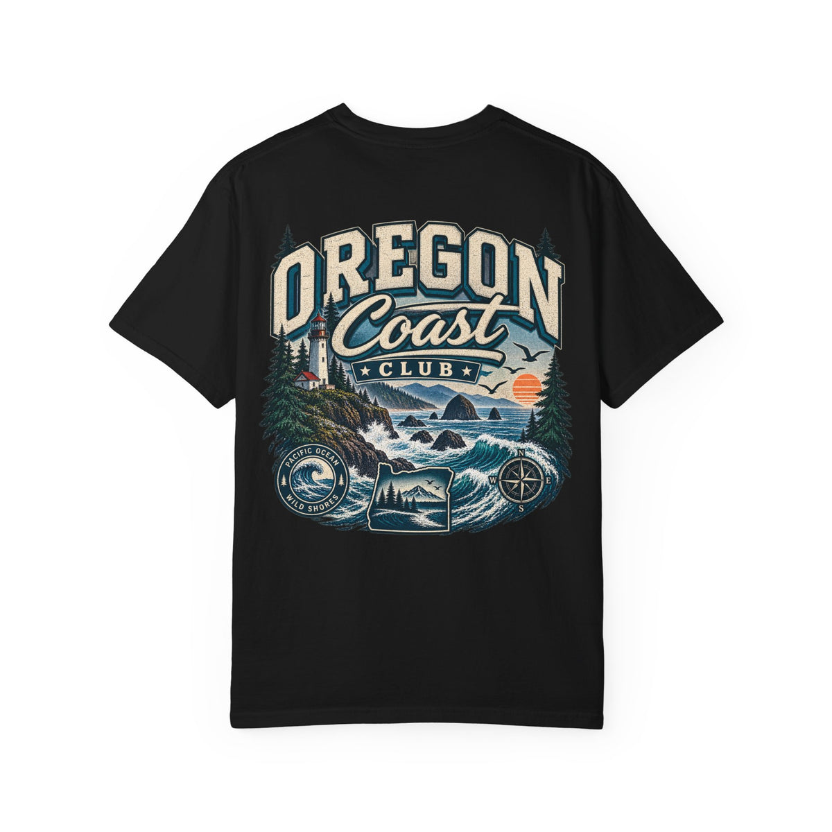Oregon Coast Club Unisex Comfort Color 1717 Streetwear Graphic Tee