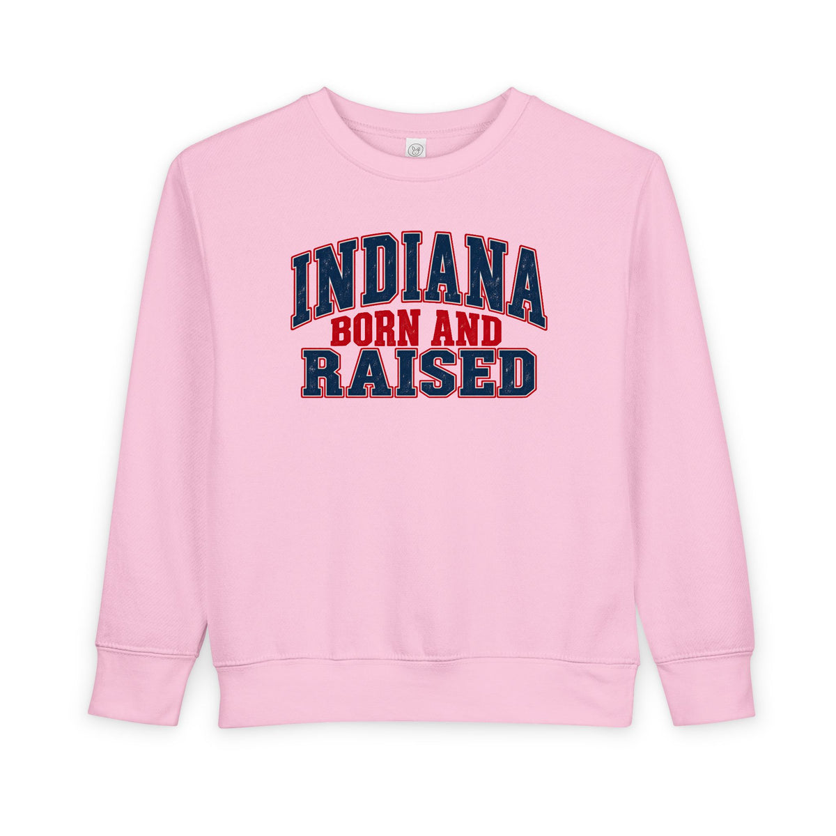 Indiana Born and Raised Bold Hometown Pride Unisex Toddler Sweatshirt